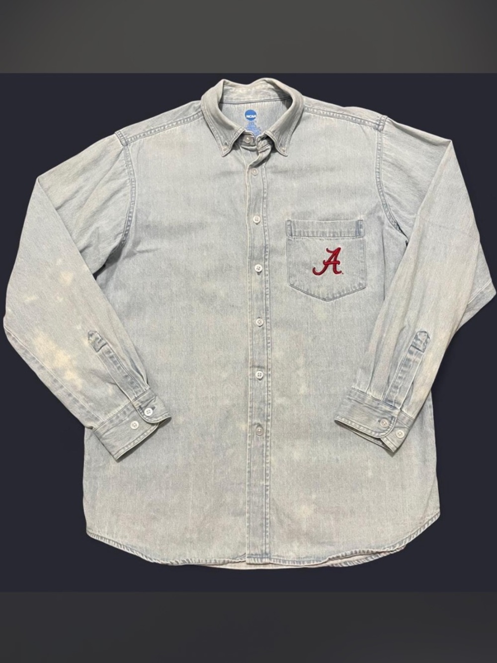 Vintage Alabama Crimson Tide Denim Button Down Size Medium M 90s